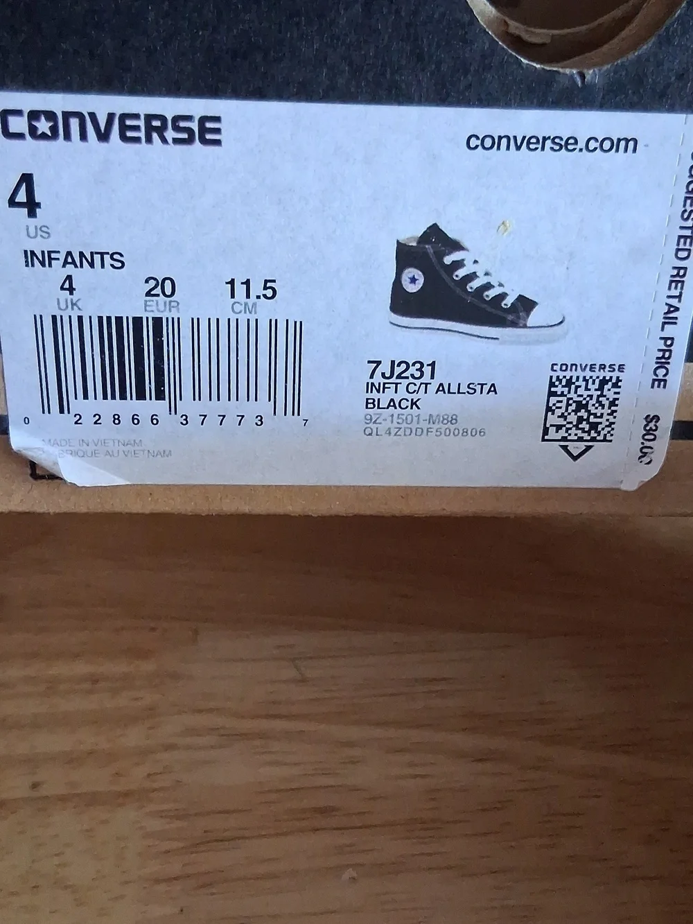 Converse Allstars Hightops Infant Sneakers 4 Black